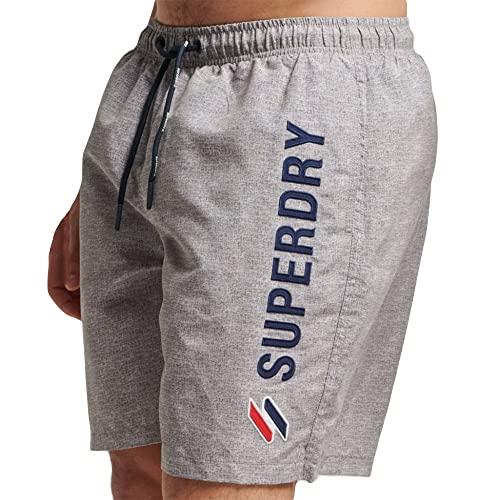 Superdry Mens Code APPLQUE 19INCH W2-Swim Shorts, Silver Grey Grit, Medium von Superdry