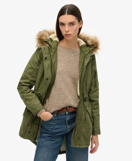 Superdry Women's Field Parka Kaki - Größe: 36 von Superdry