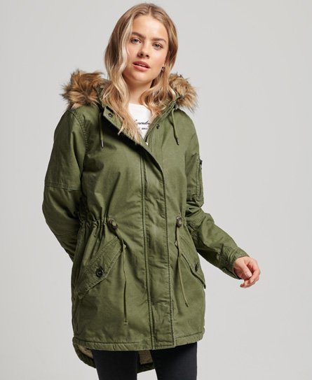 Superdry Women's Field Parka Kaki - Größe: 38 von Superdry