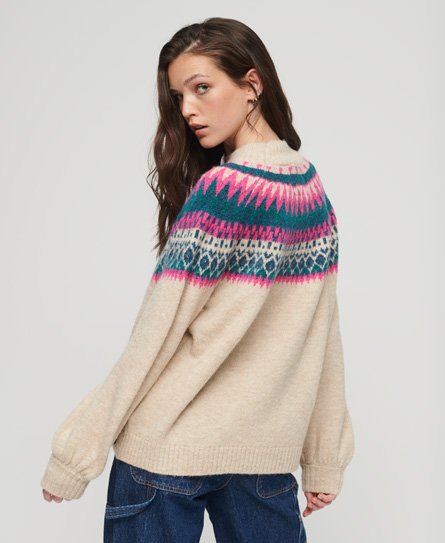 Superdry Women's Lässiger Strickpullover mit Muster Creme - Größe: 40 von Superdry