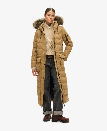 Superdry Women's Langer Expedition Parka aus Mikrofaser Braun - Größe: 36 von Superdry