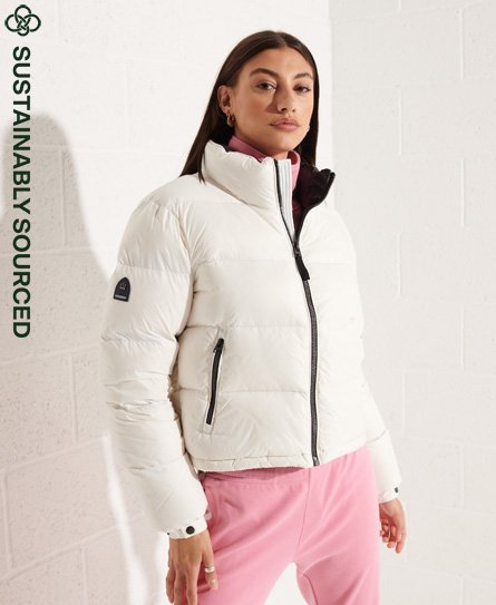 Superdry Women's Luxe Alpine Daunenjacke mit Wattierung Weiß - Größe: 44 von Superdry