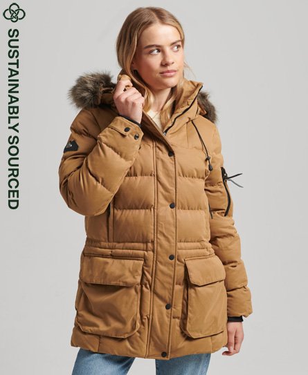 Superdry Women's Mikrofaser Expedition Parka Braun - Größe: 36 von Superdry