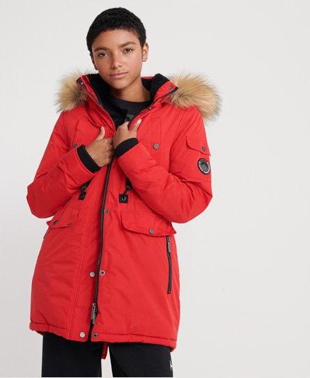 Superdry Women's Nadare Parka aus Mikrofaser Rot - Größe: 36 von Superdry