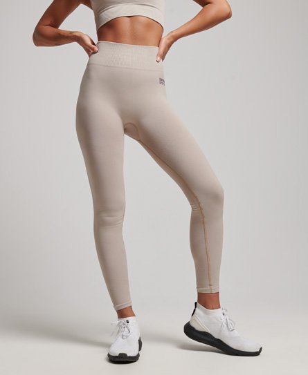 Superdry Women's Sport Nahtlose Core Leggings Beige - Größe: 10-12 von Superdry