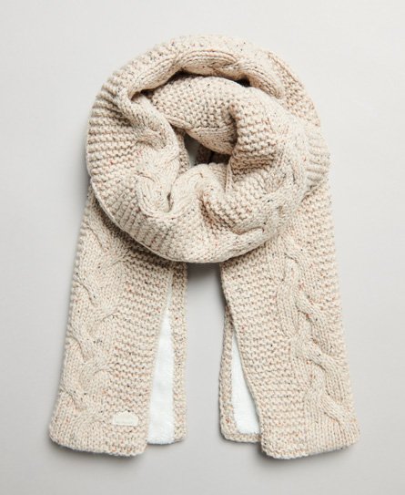 Superdry Women's Strickschal mit Zopfmuster Beige - Größe: 1Größe von Superdry