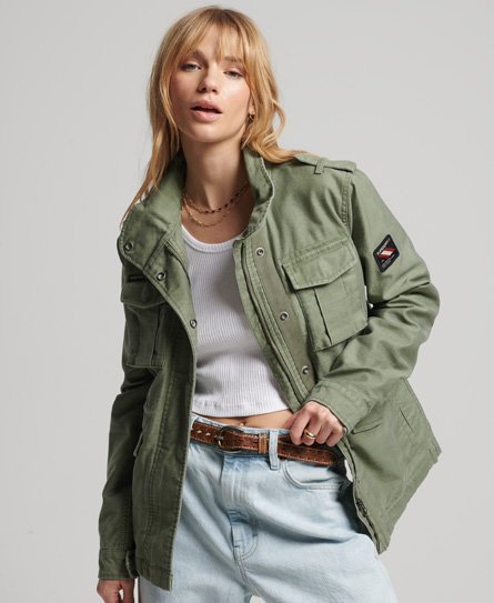 Superdry Women's Vintage M65 Jacke Grün - Größe: 36 von Superdry