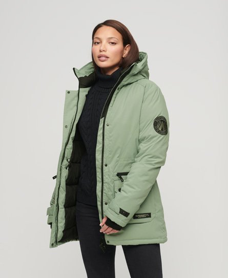 Superdry Women's Wattierter City Parka Grün - Größe: 42 von Superdry