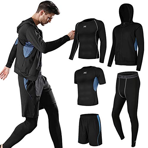 Superora Fitness Kleidung Set 5 stück männer Athletic Fitness Sport Anzug Blau EU L/Etikett XXL von Superora