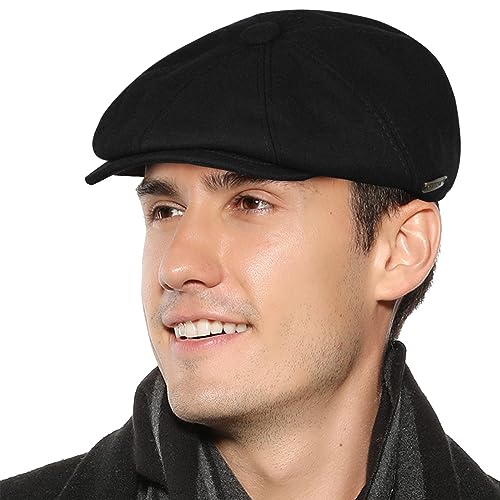 Superora Herren Schiebermütze Flatcap Mütze Cap Fischgräten Tweed Newsboy Cap Fischgrät von Superora