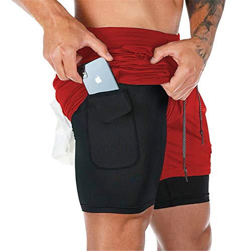 Superora Herren Sport Shorts Laufshorts 2 in 1 Kurze Running Sporthose Fitness Training Mit Eingebaut Taschen von Superora