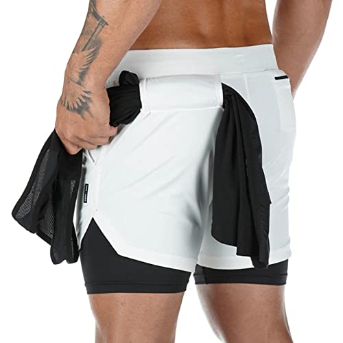 Superora Herren Sport Shorts Laufshorts 2 in 1 Kurze Running Sporthose Fitness Training Mit Eingebaut Taschen von Superora