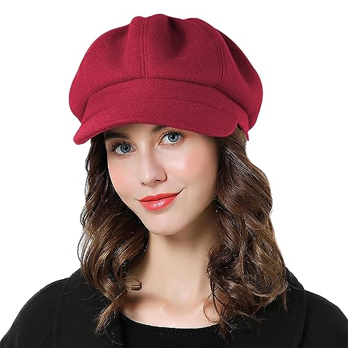 Superora Damen Ballonmütze Schirmmütze Wintermütze Kappe Barett Winter Mütze Newsboy Herbst Winter von Superora