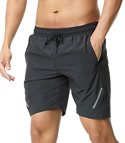 Superora Workout Laufshorts für Herren Sport Shorts Quick Dry Leichtgewicht, atmungsaktiv mit Tasche, mit reflektierendem Strip-Design Athletic Shorts für Training, Joggen, Fitness, Aktiv von Superora