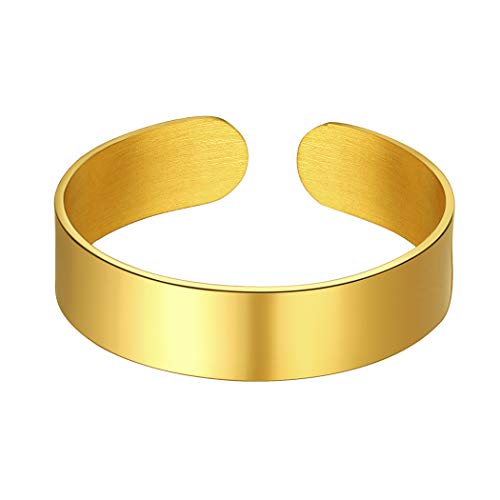 Suplight 5mm breit Band Ring 18k Vergoldet offener Ring für Frauen Männer glänzend Knöchelring Fingerring Partnerring Modeschmuck Geschenk für Jahrestag Geburtstag von Suplight