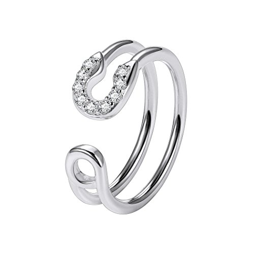 Suplight 925 Silber offener Ring für Frauen Mädchen Sicherheitsnadel Design Trendiger Statementring Valentinstag Geburtstag Muttertag(Silber) von Suplight