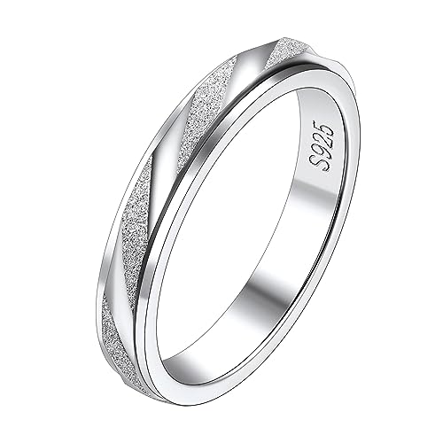 Suplight Anxiety Ring Silber 925, Fidget Ring Gegen Stress, Damen Herren Spinnerring, schräge Glänzende Zappelring, Geschenke für Geburtstag Valentinstag, Größe 55 von Suplight