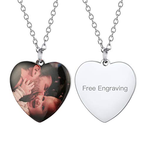 Suplight Bilder Kette für Damen Mädchen personalisiert Edelstahl Herz Anhänger Halskette mit Name Text Gravur einzigartige Fotokette Fotoanhänger Geschenk für Geburtstag Valentinstag von Suplight