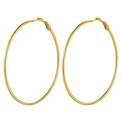 Suplight Creolen Ohrringe für Damen Mädchen 100mm Groß Runde Kreis Ohrringe 18K Vergoldet Minimalist Geometrische Hoop Earrings Ohr Piercing Ohrschmuck Accessoire für Frauen Mädchen von Suplight