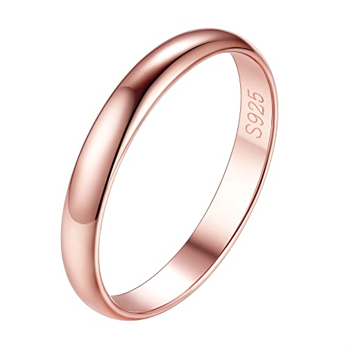 Suplight Damen 925er Silber Finger Ring Simpel Ring Verlobungsring Ehering Schmuck für Frauen Freundin Breite 3mm Größe 16,5mm Rosegold von Suplight