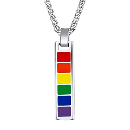 Suplight LGBT Pride Kette Herren Damen Edelstahl Stab Anhänger Halskette Homosexuell Regenbogen Emaille Gay & Lesbian Modeschmuck für Männer Frauen Unisex von Suplight