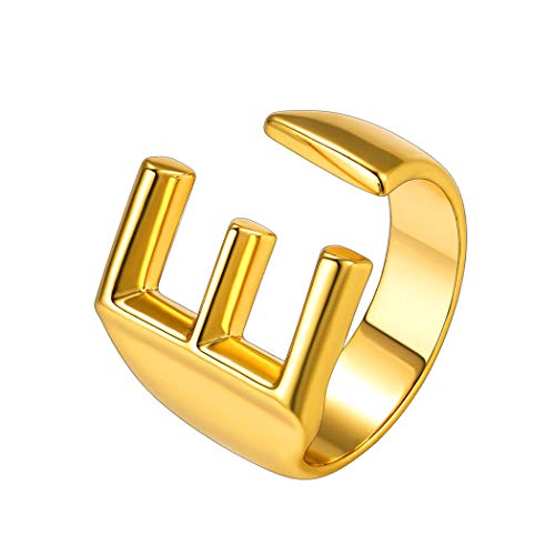 Suplight Offener Ring für Damen Herren Buchstabe E 18k vergoldet verstellbar Ring mit Anfangsbuchstaben goldfarbig Initiale Statement Ring Rock Stil Modeschmuck Accessoire für Party von Suplight