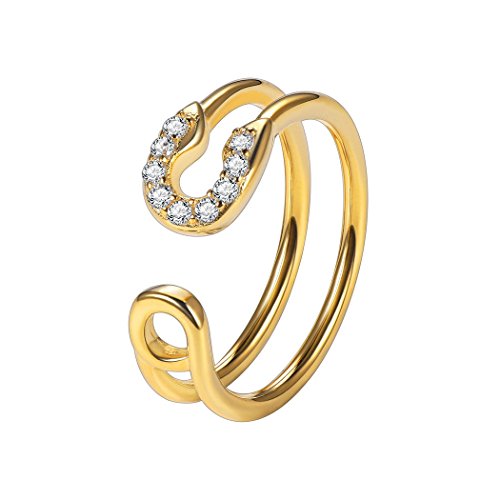 Suplight Damen Ring 18k vergoldet dreischichtig offener Ring Verlobungsring verstellbar Mädchen Frauen Modeschmuck Geschenk für Valentinstag Muttertag(Gold) von Suplight