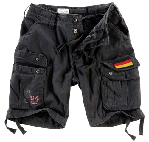 Surplus Raw Vintage Airborne Vintage Herren Cargo Shorts, schwarz mit Patch, 5XL von Surplus Raw Vintage