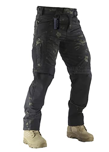 Survival Tactical Gear Combat Pant Motorrad Reithose Ripstop Militär Camo Hose für Camping Wandern, Multicam Schwarz (Pro), Groß von Survival Tactical Gear