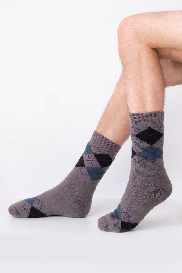 Susa Socken Herren Kuschelsocken grau-blau 113-D von Susa