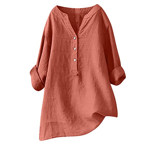 Musselin Bluse Damen,Top 3/4-Ärmeln Leinenbluse Damen Sommer Große Größen Hemdbluse Blusenkleid Elegant Longbluse Blusenshirt Bügelfrei Schwarz Mittelalter Tuniken Damenblusen Oberteile Baumwolle von Susenstone