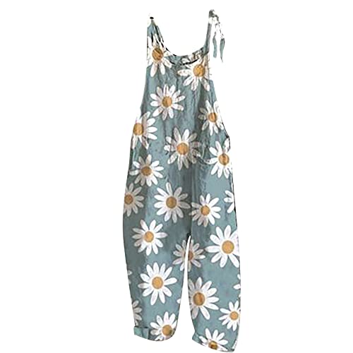 Susenstone Latzhose Damen Sommer Muster Latzhose Damen Lang Weites Bein Strand Jumpsuit Damen Elegant Kuschelig Weit Lange Beine Eleganter Overall Frauen Leicht Baggy Träger Latzhosen Hose von Susenstone