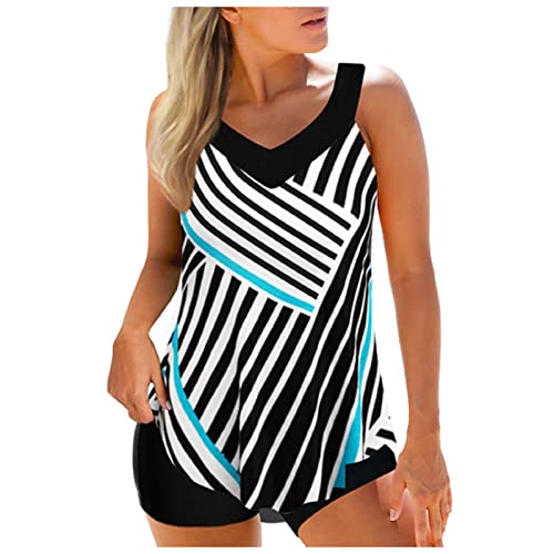 Tankini Damen Set Bademode Set Sport Badeanzug Damen Tankini Mit Shorts Bademode Sommer Elegant Badeanzüge Oberteil Mit Badeshorts Strandkleid Strandmode Große Größen Tankini Damen Bauchweg von Susenstone