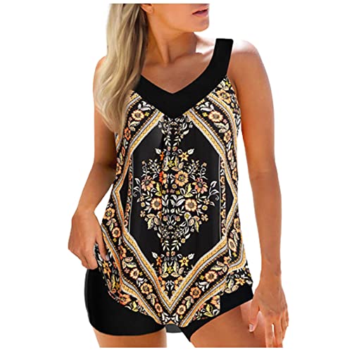 Tankini Damen Set Bademode Set Sport Badeanzug Damen Tankini Mit Shorts Bademode Sommer Elegant Badeanzüge Oberteil Mit Badeshorts Strandkleid Strandmode Große Größen Tankini Damen Bauchweg von Susenstone