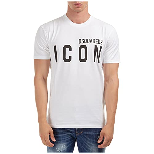 Suspension Dsquared2 T-Shirt für Herren, Icon S79GC0003S23009100, Rundhalsausschnitt, Weiß, Schwarz , L von Suspension