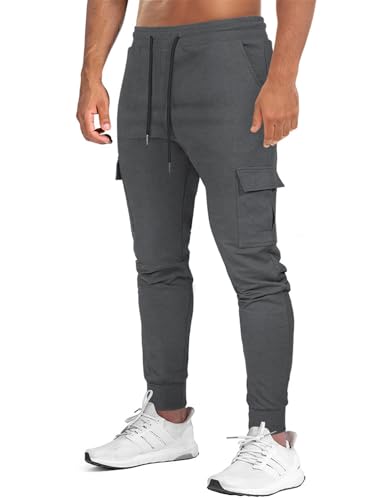 Suwangi Herren Cargo Hose Jogginghose Sporthose Trainingshose Slim Fit Baumwolle Jogger Jogginghose Freizeit mit Taschen von Suwangi