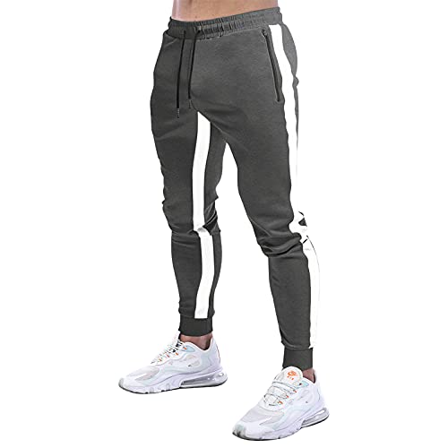 Suwangi Herren Jogginghose Sporthose Hose Streifendesign mit Reißverschluss Taschen von Suwangi