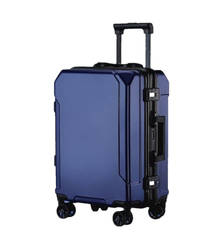 Reisegepäck, modischer Koffer, Aluminiumrahmen, Trolley-Koffer für Damen und Herren, Blau (schwarzer Rand), 51 cm von Suwequest