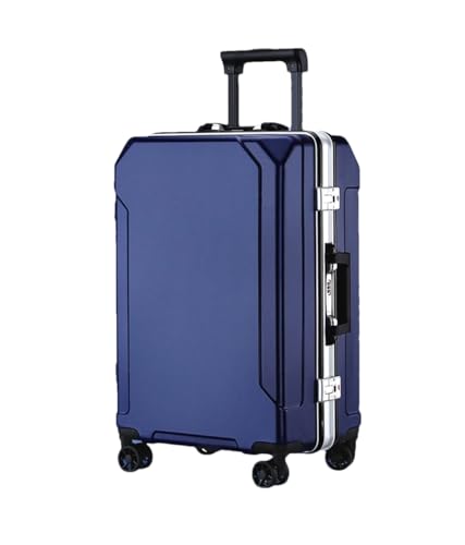 Suwequest Reisegepäck, modischer Koffer, Aluminiumrahmen, Trolley-Koffer für Damen und Herren, kleines Kabinengepäck, Blau (weißer Rand), 51 cm von Suwequest