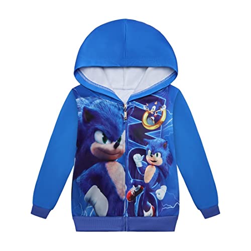 The Hedgehog 2 Kinder Spiel 3D Print Knuckles Zip Sweatshirt Baby Jungen Jacke Tasche Pullover Blau Kapuzenpullover 3-10 Jahre von Suyaluoi