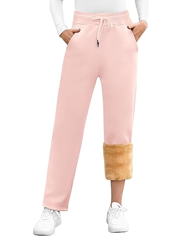 Svanco Damen Warme Jogginghose Thermo Fleece Gefütterte Winter Hosen Lamm Plüsch Kordelzug Sweathose mit Taschen Fleecehose Lang Freizeithosen von Svanco