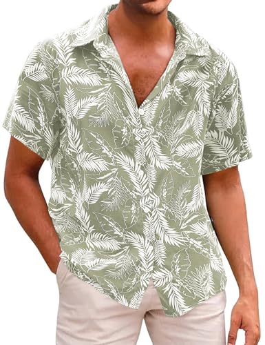 Svanco Hawaii Hemd Männer Kurzarm Hawaiihemd Herren Leichtes Sommerhemd Baumwolle Blumen Freizeithemd Urlaub Strand Shirts mit Taschen von Svanco