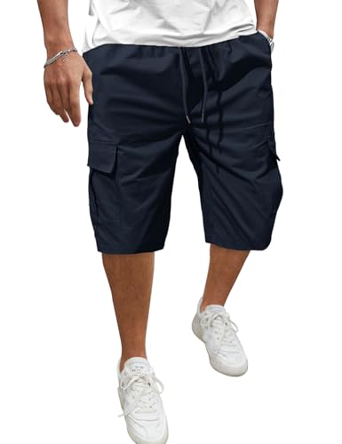 Svanco Kurze Hosen Herren Chino Shorts Sommer Cargoshorts Baggy Männer Baumwolle Cargohose Elastische Taille Freizeithose Mit Sechs Taschen von Svanco