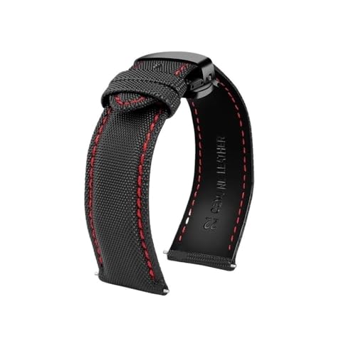 20 mm, 21 mm, 22 mm, 23 mm, 24 mm, Nylon-Leder-Uhrenarmband, passend for Tag, passend for Heuer, passend for Citizen, passend for Seiko Nr. 5 UHR, Herren Damen, Canvas-Stoff-Uhrenarmband (Color : Red von Svincoter