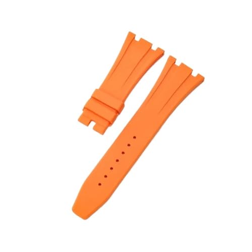 Passend for Seiko Ap Royal Oak Uhrenarmband, Silikon, Orange, Grün, Blau, 15400/26331/15500, wasserdicht, for Herren und Damen, Gummi, 27 mm, 28 mm (Color : Orange-No Buckle, Size : 26mm) von Svincoter