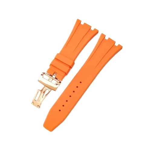 Passend for Seiko Ap Royal Oak Uhrenarmband, Silikon, Orange, Grün, Blau, 15400/26331/15500, wasserdicht, for Herren und Damen, Gummi, 27 mm, 28 mm (Color : Orange-Rose-Z1, Size : 26mm) von Svincoter