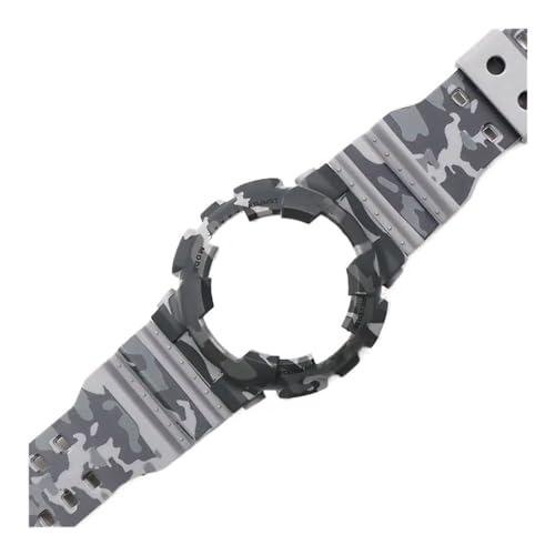 Uhrenzubehör Passend for Casio G-SHOCK Tarnharz Passend for GA-110 100 120 GD-100 Armband Uhrengehäuse Sportarmband for Herren und Damen (Color : Camouflage grey, Size : 16mm) von Svincoter