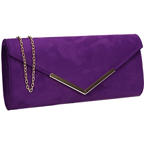 SwankySwans Leona Envelope Clutch aus Wildlederimitat, violett, Einheitsgröße von SwankySwans