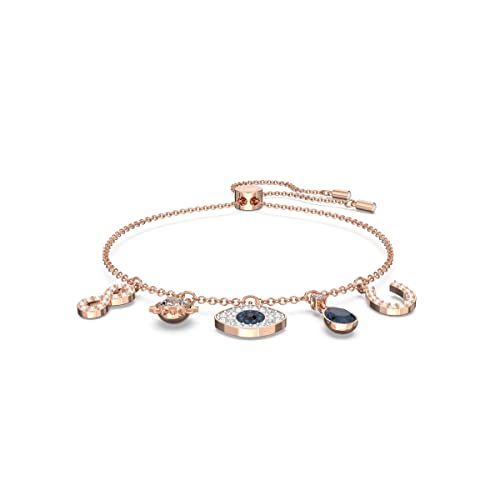 Swarovski Symbolic Armband, Unendlichzeichen, Augensymbol und Hufeisen, Blau, Roségold-Legierungsschicht von Swarovski