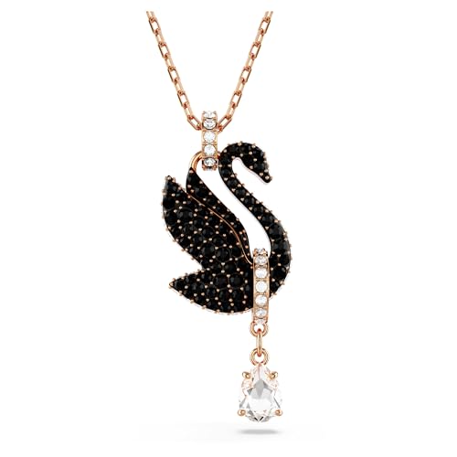 Swarovski Swan Anhänger, Schwan, Schwarz, Roségold-Legierungsschicht von Swarovski